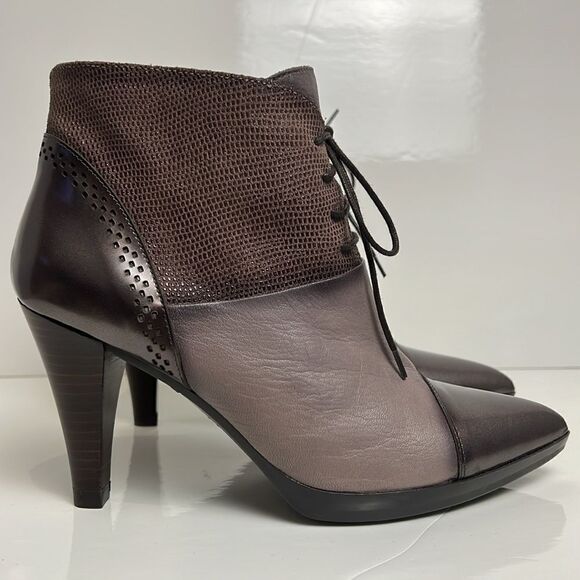 Hispanitas Leather Heeled Pointed Toe Side Zip Ankle Boots Size 38 - Picture 2 of 15